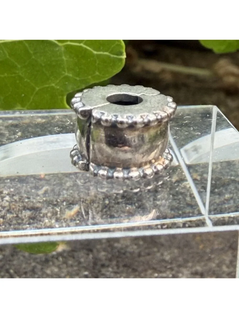 Authentic Pandora Moments Beveled Clip Charm Bead Silver 925 ALE 790267 Retired